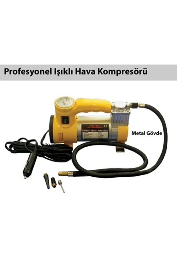 Pro Seri Çelik Gövde Pistonlu 12 V 160 Psi Dakikada 85 Lt Araç Araba Lastik Bot Şişirme Kompresörü